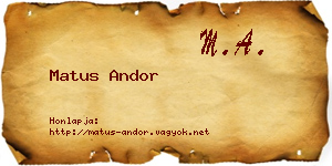 Matus Andor névjegykártya